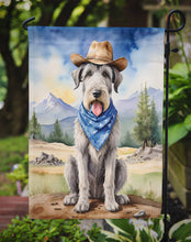 Load image into Gallery viewer, Irish Wolfhound Cowboy Welcome Garden Flag – Western Dog Yard Decor with Mountain Landscape