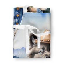 Load image into Gallery viewer, Keeshond Cowboy Welcome Apron – Artist-Designed Kitchen, BBQ &amp; Craft Apron