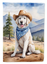 Load image into Gallery viewer, Kuvasz Cowboy Welcome Garden Flag – Western Dog Yard Decor with Mountain Landscape