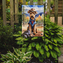 Load image into Gallery viewer, Lakeland Terrier Cowboy Welcome Garden Flag – Western Dog Yard Decor with Mountain Landscape