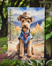 Load image into Gallery viewer, Lakeland Terrier Cowboy Welcome Garden Flag – Western Dog Yard Decor with Mountain Landscape