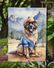 Load image into Gallery viewer, Leonberger Cowboy Welcome Garden Flag – Western Dog Yard Decor with Mountain Landscape