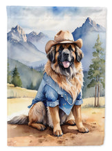 Load image into Gallery viewer, Leonberger Cowboy Welcome Garden Flag – Western Dog Yard Decor with Mountain Landscape
