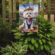 Load image into Gallery viewer, Maltese Cowboy Welcome Garden Flag – Western Dog Yard Decor with Mountain Landscape