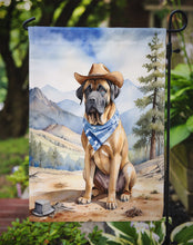 Load image into Gallery viewer, Mastiff Cowboy Welcome Garden Flag – Western Dog Yard Decor with Mountain Landscape