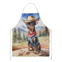 Load image into Gallery viewer, Miniature Pinscher Cowboy Welcome Apron – Artist-Designed Kitchen, BBQ &amp; Craft Apron