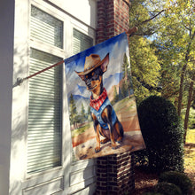 Load image into Gallery viewer, Miniature Pinscher Cowboy Welcome House Flag