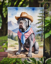 Load image into Gallery viewer, Neapolitan Mastiff Cowboy Welcome Garden Flag – Western Dog Yard Decor with Mountain Landscape