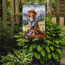 Load image into Gallery viewer, Nova Scotia Duck Tolling Retriever Cowboy Welcome Garden Flag – Western Dog Yard Decor with Mountain Landscape