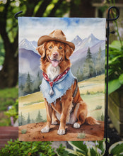 Load image into Gallery viewer, Nova Scotia Duck Tolling Retriever Cowboy Welcome Garden Flag – Western Dog Yard Decor with Mountain Landscape
