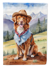 Load image into Gallery viewer, Nova Scotia Duck Tolling Retriever Cowboy Welcome Garden Flag – Western Dog Yard Decor with Mountain Landscape
