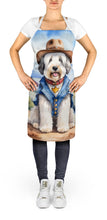 Load image into Gallery viewer, Old English Sheepdog Cowboy Welcome Apron – Artist-Designed Kitchen, BBQ &amp; Craft Apron