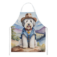 Load image into Gallery viewer, Old English Sheepdog Cowboy Welcome Apron – Artist-Designed Kitchen, BBQ &amp; Craft Apron
