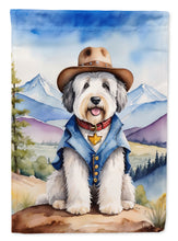 Load image into Gallery viewer, Old English Sheepdog Cowboy Welcome House Flag