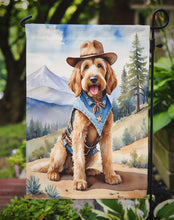 Load image into Gallery viewer, Otterhound Cowboy Welcome Garden Flag – Western Dog Yard Decor with Mountain Landscape