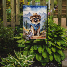 Load image into Gallery viewer, Pekingese Cowboy Welcome Garden Flag – Western Dog Yard Decor with Mountain Landscape
