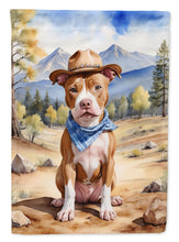 Load image into Gallery viewer, Pit Bull Terrier Cowboy Welcome Garden Flag – Western Dog Yard Decor with Mountain Landscape