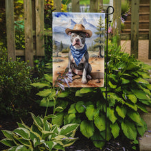 Load image into Gallery viewer, Pit Bull Terrier Cowboy Welcome Garden Flag – Western Dog Yard Decor with Mountain Landscape