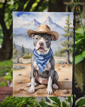 Load image into Gallery viewer, Pit Bull Terrier Cowboy Welcome Garden Flag – Western Dog Yard Decor with Mountain Landscape