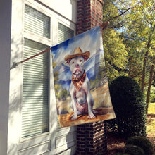 Load image into Gallery viewer, Pit Bull Terrier Cowboy Welcome House Flag