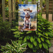 Load image into Gallery viewer, Pit Bull Terrier Cowboy Welcome Garden Flag – Western Dog Yard Decor with Mountain Landscape