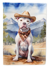 Load image into Gallery viewer, Pit Bull Terrier Cowboy Welcome Garden Flag – Western Dog Yard Decor with Mountain Landscape