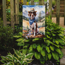 Load image into Gallery viewer, Pointer Cowboy Welcome Garden Flag – Western Dog Yard Decor with Mountain Landscape
