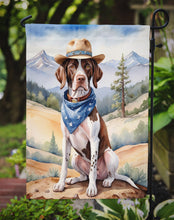 Load image into Gallery viewer, Pointer Cowboy Welcome Garden Flag – Western Dog Yard Decor with Mountain Landscape
