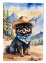Load image into Gallery viewer, Pomeranian Cowboy Welcome Garden Flag – Western Dog Yard Decor with Mountain Landscape