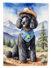Load image into Gallery viewer, Black Poodle Cowboy Welcome Garden Flag – Western Dog Yard Decor with Mountain Landscape