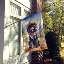 Load image into Gallery viewer, Black Poodle Cowboy Welcome House Flag