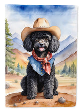 Load image into Gallery viewer, Black Poodle Cowboy Welcome Garden Flag – Western Dog Yard Decor with Mountain Landscape