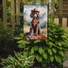 Load image into Gallery viewer, Poodle Cowboy Welcome Garden Flag – Western Dog Yard Decor with Mountain Landscape
