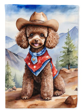 Load image into Gallery viewer, Poodle Cowboy Welcome Garden Flag – Western Dog Yard Decor with Mountain Landscape