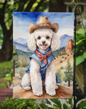 Load image into Gallery viewer, Poodle Cowboy Welcome Garden Flag – Western Dog Yard Decor with Mountain Landscape