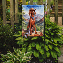 Load image into Gallery viewer, Redbone Coonhound Cowboy Welcome Garden Flag – Western Dog Yard Decor with Mountain Landscape