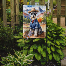 Load image into Gallery viewer, Schnauzer Cowboy Welcome Garden Flag – Western Dog Yard Decor with Mountain Landscape