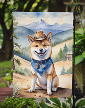 Load image into Gallery viewer, Shiba Inu Cowboy Welcome Garden Flag – Western Dog Yard Decor with Mountain Landscape