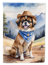 Load image into Gallery viewer, Tibetan Spaniel Cowboy Welcome House Flag