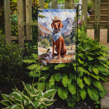Load image into Gallery viewer, Vizsla Cowboy Welcome Garden Flag – Western Dog Yard Decor with Mountain Landscape