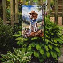 Load image into Gallery viewer, Welsh Springer Spaniel Cowboy Welcome Garden Flag – Western Dog Yard Decor with Mountain Landscape