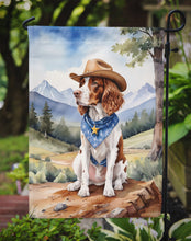 Load image into Gallery viewer, Welsh Springer Spaniel Cowboy Welcome Garden Flag – Western Dog Yard Decor with Mountain Landscape
