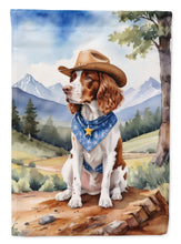 Load image into Gallery viewer, Welsh Springer Spaniel Cowboy Welcome Garden Flag – Western Dog Yard Decor with Mountain Landscape