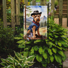 Load image into Gallery viewer, Welsh Terrier Cowboy Welcome Garden Flag – Western Dog Yard Decor with Mountain Landscape