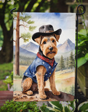 Load image into Gallery viewer, Welsh Terrier Cowboy Welcome Garden Flag – Western Dog Yard Decor with Mountain Landscape