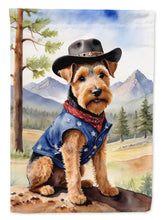 Load image into Gallery viewer, Welsh Terrier Cowboy Welcome Garden Flag – Western Dog Yard Decor with Mountain Landscape