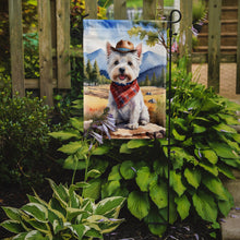 Load image into Gallery viewer, Westie Cowboy Welcome Garden Flag – Western Dog Yard Decor with Mountain Landscape
