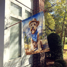 Load image into Gallery viewer, Wheaten Terrier Cowboy Welcome House Flag