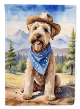 Load image into Gallery viewer, Wheaten Terrier Cowboy Welcome Garden Flag – Western Dog Yard Decor with Mountain Landscape