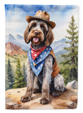 Load image into Gallery viewer, Wirehaired Pointing Griffon Cowboy Welcome Garden Flag – Western Dog Yard Decor with Mountain Landscape